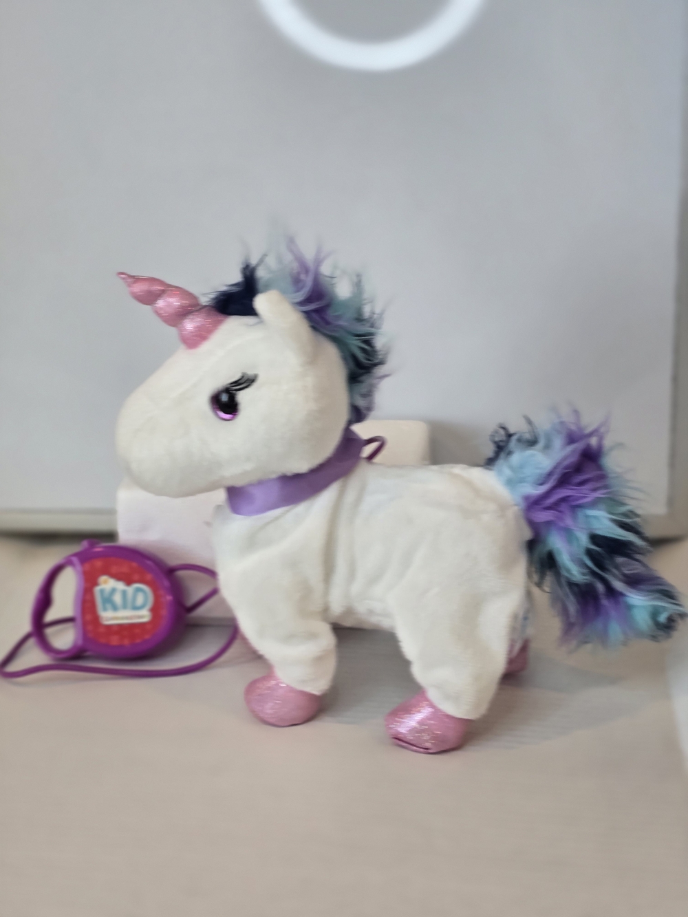 Kid Connection Walking Unicorn Toy - White with Pink Horn & Purple-Teal Mane